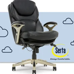 Serta Claremont Ergonomic Leather Swivel Executive Chair with Back in Motion Technology, Black (CHR200006)