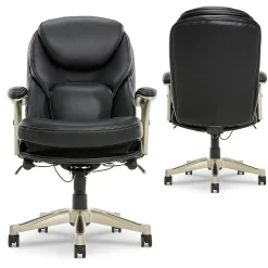 Serta Claremont Ergonomic Leather Swivel Executive Chair with Back in Motion Technology, Black (CHR200006)