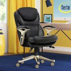 Serta Claremont Ergonomic Leather Swivel Executive Chair with Back in Motion Technology, Black (CHR200006)
