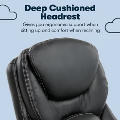 Serta Claremont Ergonomic Leather Swivel Executive Chair with Back in Motion Technology, Black (CHR200006)