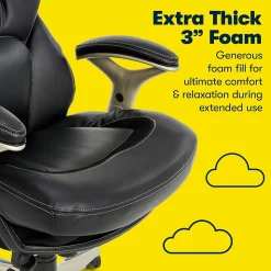 Serta Claremont Ergonomic Leather Swivel Executive Chair with Back in Motion Technology, Black (CHR200006)