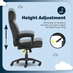 Serta Comfort Big & Tall Ergonomic Bonded Leather Swivel Executive Chair, Black (CHR10131A)