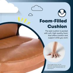 Serta Comfort Big & Tall Ergonomic Bonded Leather Swivel Executive Chair, Cognac (CHR10131D)