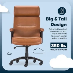 Serta Comfort Big & Tall Ergonomic Bonded Leather Swivel Executive Chair, Cognac (CHR10131D)