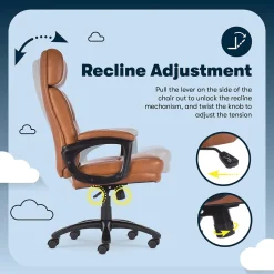 Serta Comfort Big & Tall Ergonomic Bonded Leather Swivel Executive Chair, Cognac (CHR10131D)