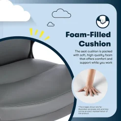 Serta Comfort Big & Tall Ergonomic Bonded Leather Swivel Executive Chair, Gray (CHR10131C)