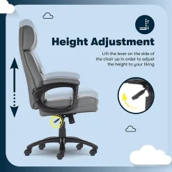 Serta Comfort Big & Tall Ergonomic Bonded Leather Swivel Executive Chair, Gray (CHR10131C)