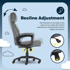 Serta Comfort Big & Tall Ergonomic Bonded Leather Swivel Executive Chair, Gray (CHR10131C)