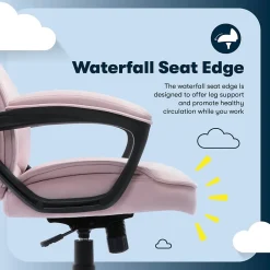 Serta Comfort Classic Ergonomic Velvet Fabric Swivel Executive Chair, Pink (CCHR10005C)