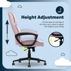 Serta Comfort Classic Ergonomic Velvet Fabric Swivel Executive Chair, Pink (CCHR10005C)