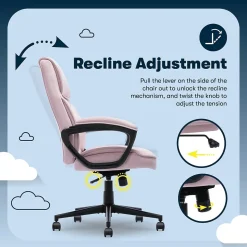 Serta Comfort Classic Ergonomic Velvet Fabric Swivel Executive Chair, Pink (CCHR10005C)