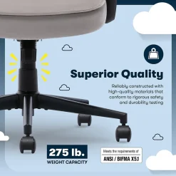 Serta Comfort Classic Ergonomic Velvet Fabric Swivel Executive Chair, Taupe (CCHR10005B)