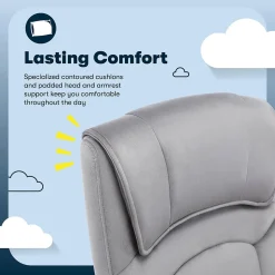 Serta Comfort Classic Ergonomic Velvet Fabric Swivel Executive Chair, Gray (CCHR10005A)