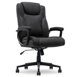 Serta Comfort Eco Ergonomic Velvet Fabric Swivel Executive Chair, Light Black (CCHR10006B)