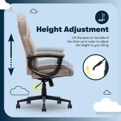 Serta Comfort Eco Ergonomic Velvet Fabric Swivel Executive Chair, Light Brown (CCHR10006C)