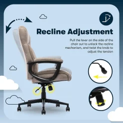 Serta Comfort Eco Ergonomic Velvet Fabric Swivel Executive Chair, Light Brown (CCHR10006C)