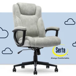 Serta Comfort Eco Ergonomic Velvet Fabric Swivel Executive Chair, Light Grey (CCHR10006A)