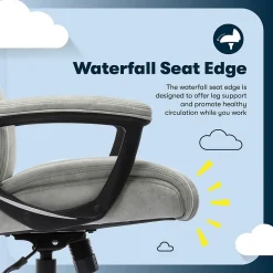 Serta Comfort Eco Ergonomic Velvet Fabric Swivel Executive Chair, Light Grey (CCHR10006A)