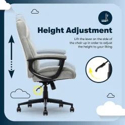 Serta Comfort Eco Ergonomic Velvet Fabric Swivel Executive Chair, Light Grey (CCHR10006A)