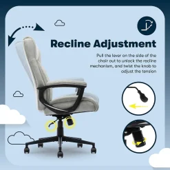 Serta Comfort Eco Ergonomic Velvet Fabric Swivel Executive Chair, Light Grey (CCHR10006A)