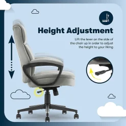 Serta Comfort Ergo Ergonomic Velvet Fabric Swivel Executive Chair, Gray (CCHR10016C)