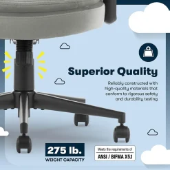 Serta Comfort Ergo Ergonomic Velvet Fabric Swivel Executive Chair, Gray (CCHR10016C)