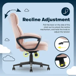 Serta Comfort Ergo Ergonomic Velvet Fabric Swivel Executive Chair, Pink (CCHR10016D)