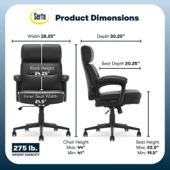 Serta Comfort Ergonomic Bonded Leather Swivel Executive Chair, Black (CHR10130A)