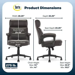 Serta Comfort Ergonomic Bonded Leather Swivel Executive Chair, Brown (CHR10130B)