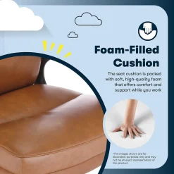 Serta Comfort Ergonomic Bonded Leather Swivel Executive Chair, Cognac (CHR10130D)