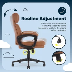 Serta Comfort Ergonomic Bonded Leather Swivel Executive Chair, Cognac (CHR10130D)