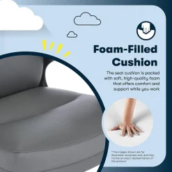 Serta Comfort Ergonomic Bonded Leather Swivel Executive Chair, Gray (CHR10130C)