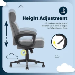 Serta Comfort Ergonomic Bonded Leather Swivel Executive Chair, Gray (CHR10130C)