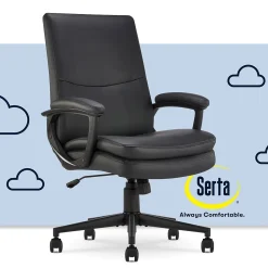 Serta Comfort Modern Ergonomic Bonded Leather Swivel Executive Chair, Black (CHR10132A)