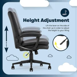 Serta Comfort Modern Ergonomic Bonded Leather Swivel Executive Chair, Black (CHR10132A)