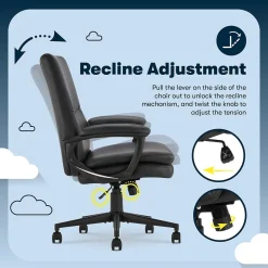 Serta Comfort Modern Ergonomic Bonded Leather Swivel Executive Chair, Black (CHR10132A)