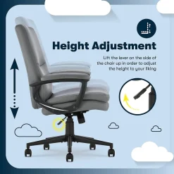 Serta Comfort Modern Ergonomic Bonded Leather Swivel Executive Chair, Gray (CHR10132C)