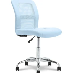 Serta Essentials Armless Ergonomic Bonded Leather/Mesh Swivel Task Chair, Blue (48740D)