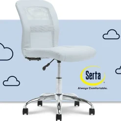 Serta Essentials Armless Ergonomic Bonded Leather/Mesh Swivel Task Chair, Blue (48740D)