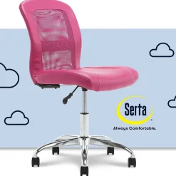 Serta Essentials Armless Ergonomic Bonded Leather/Mesh Swivel Task Chair, Pink (48740E)