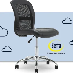 Serta Essentials Armless Ergonomic Bonded Leather/Mesh Swivel Task Chair, Black (48740)