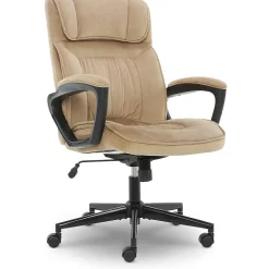 Serta Executive Office Chair, Microfiber, Light Beige, Seat Size: 20.75''W x 19.5"D, Back Size: 20.25"W x 26.50"H (CHR200002)