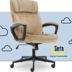 Serta Executive Office Chair, Microfiber, Light Beige, Seat Size: 20.75''W x 19.5"D, Back Size: 20.25"W x 26.50"H (CHR200002)