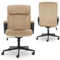 Serta Executive Office Chair, Microfiber, Light Beige, Seat Size: 20.75''W x 19.5