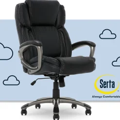 Serta Garret Ergonomic Bonded Leather Swivel Executive Office Chair, Midnight Black (43520A)