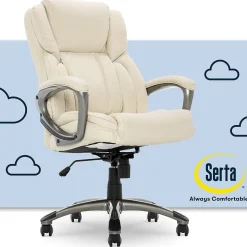 Serta Garret Ergonomic Bonded Leather Swivel Executive Chair, American Beige (CH200112)