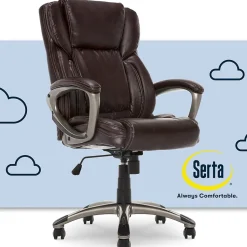 Serta Garret Ergonomic Bonded Leather Swivel Executive Chair, Biscuit Brown (CHR200090)