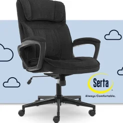 Serta Hannah I Ergonomic Microfiber Swivel Executive Chair, Black (43670D)
