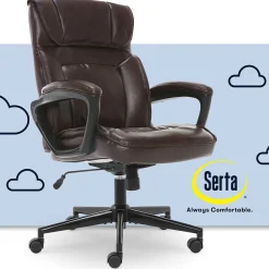 Serta Hannah I Ergonomic Bonded Leather Swivel Executive Chair, Biscuit (43670G)