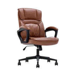 Serta Hannah I Ergonomic Bonded Leather Swivel Executive Chair, Cognac (43670H)